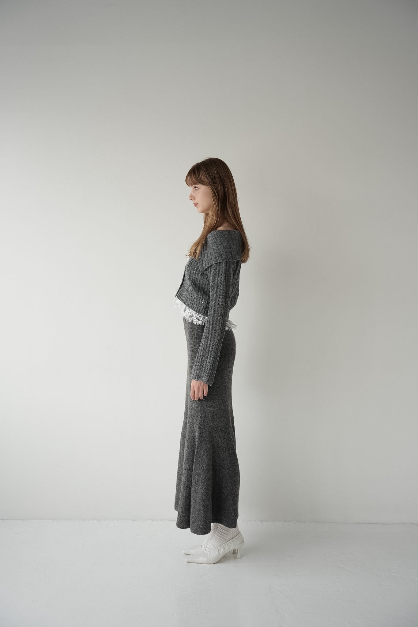 lace hem cable knit