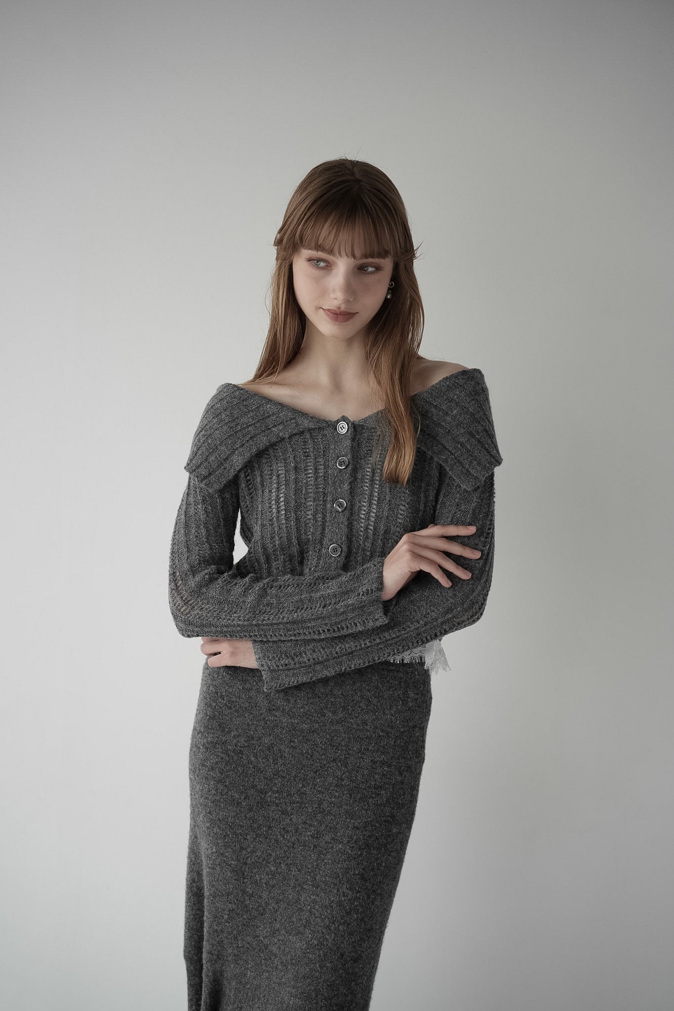 lace hem cable knit