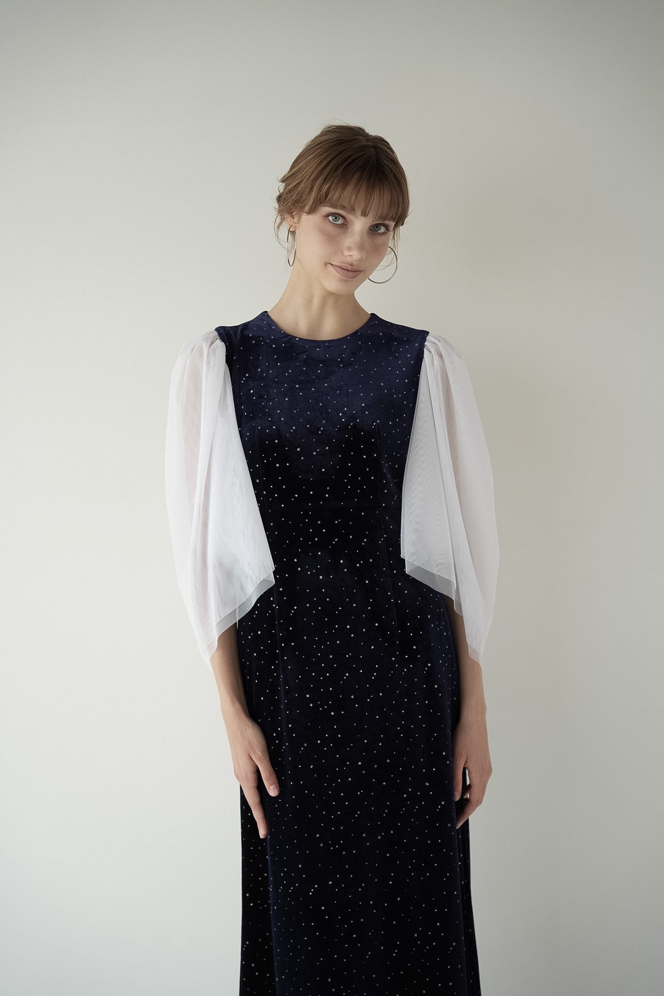 velour dot long dress