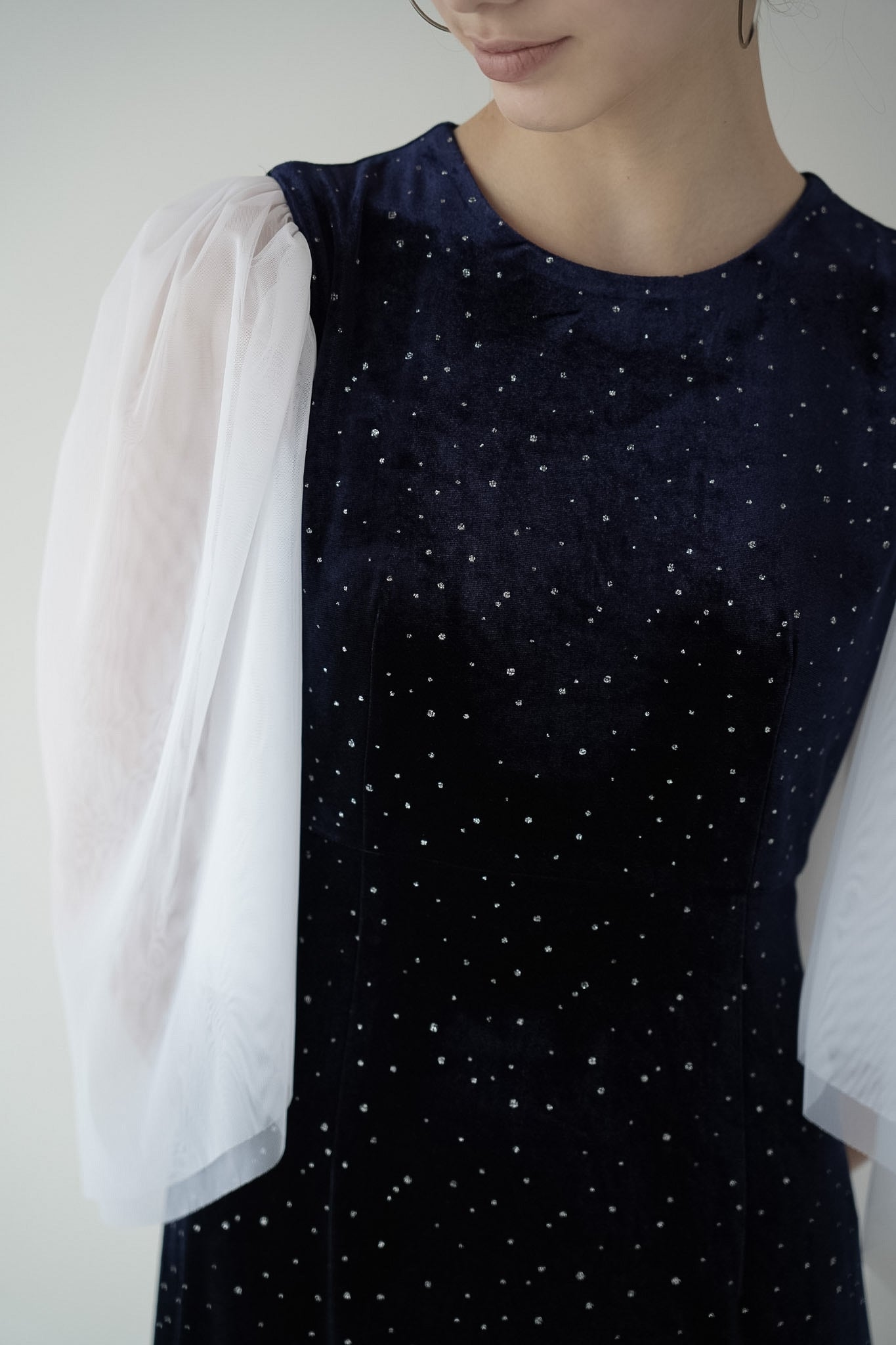 velour dot long dress