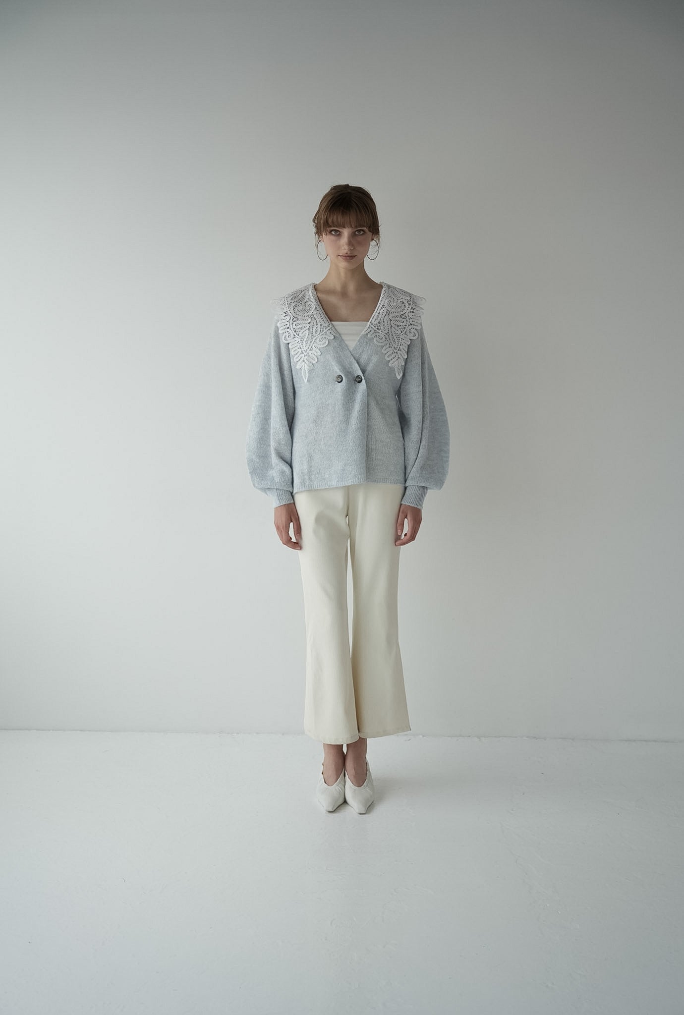 lace collar knit cardigan