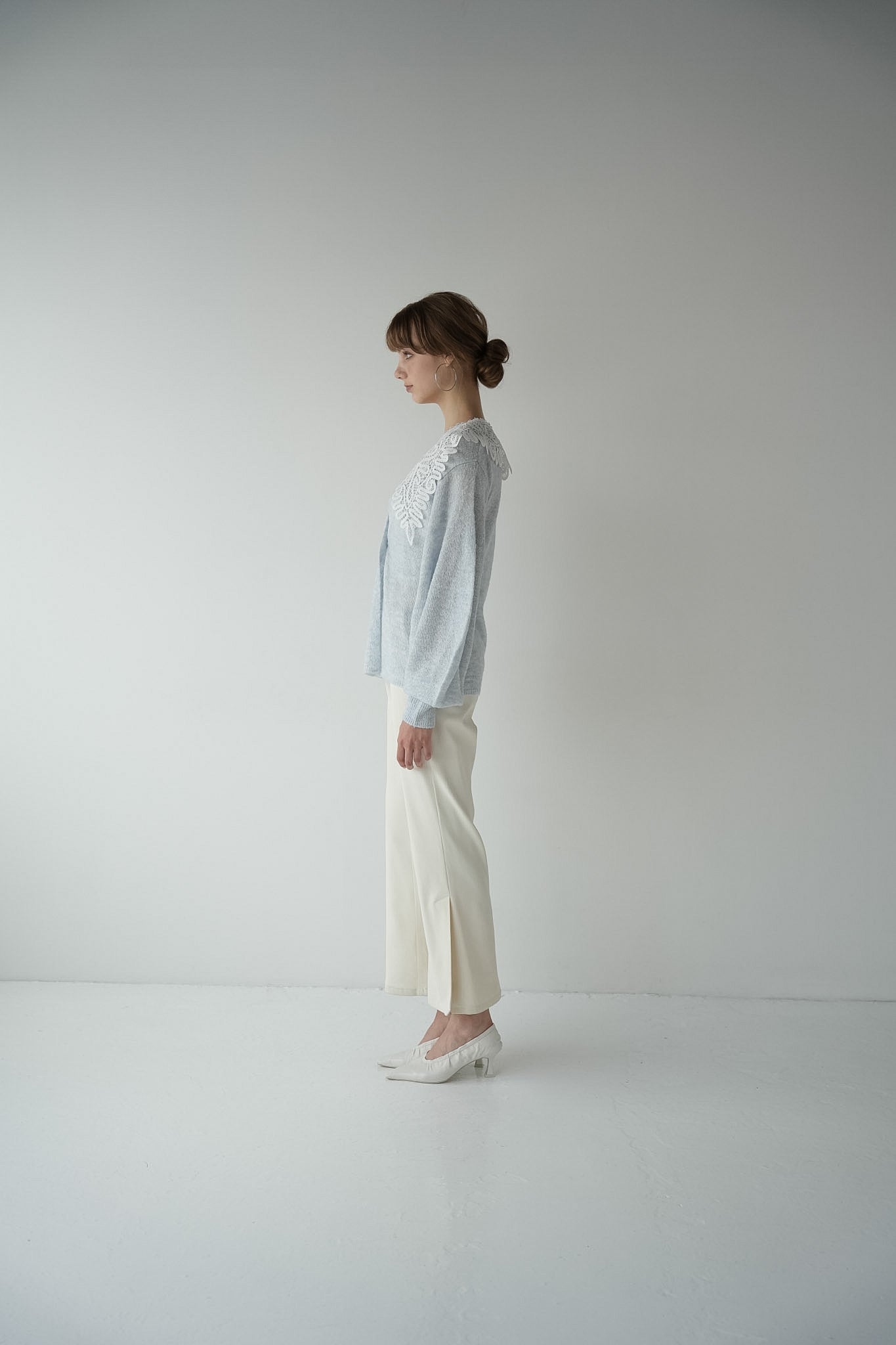lace collar knit cardigan