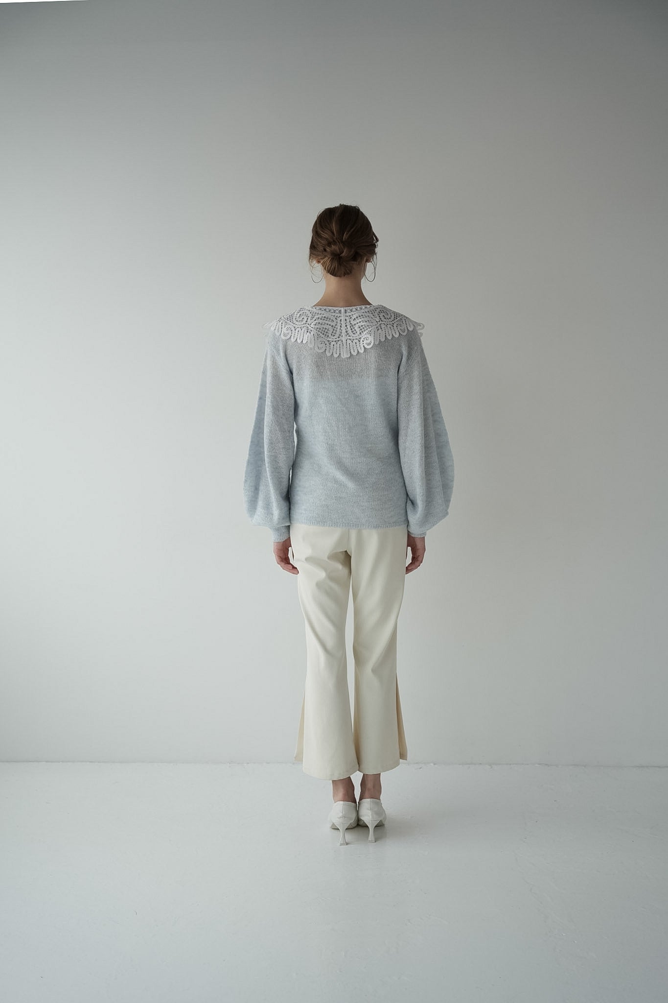 lace collar knit cardigan