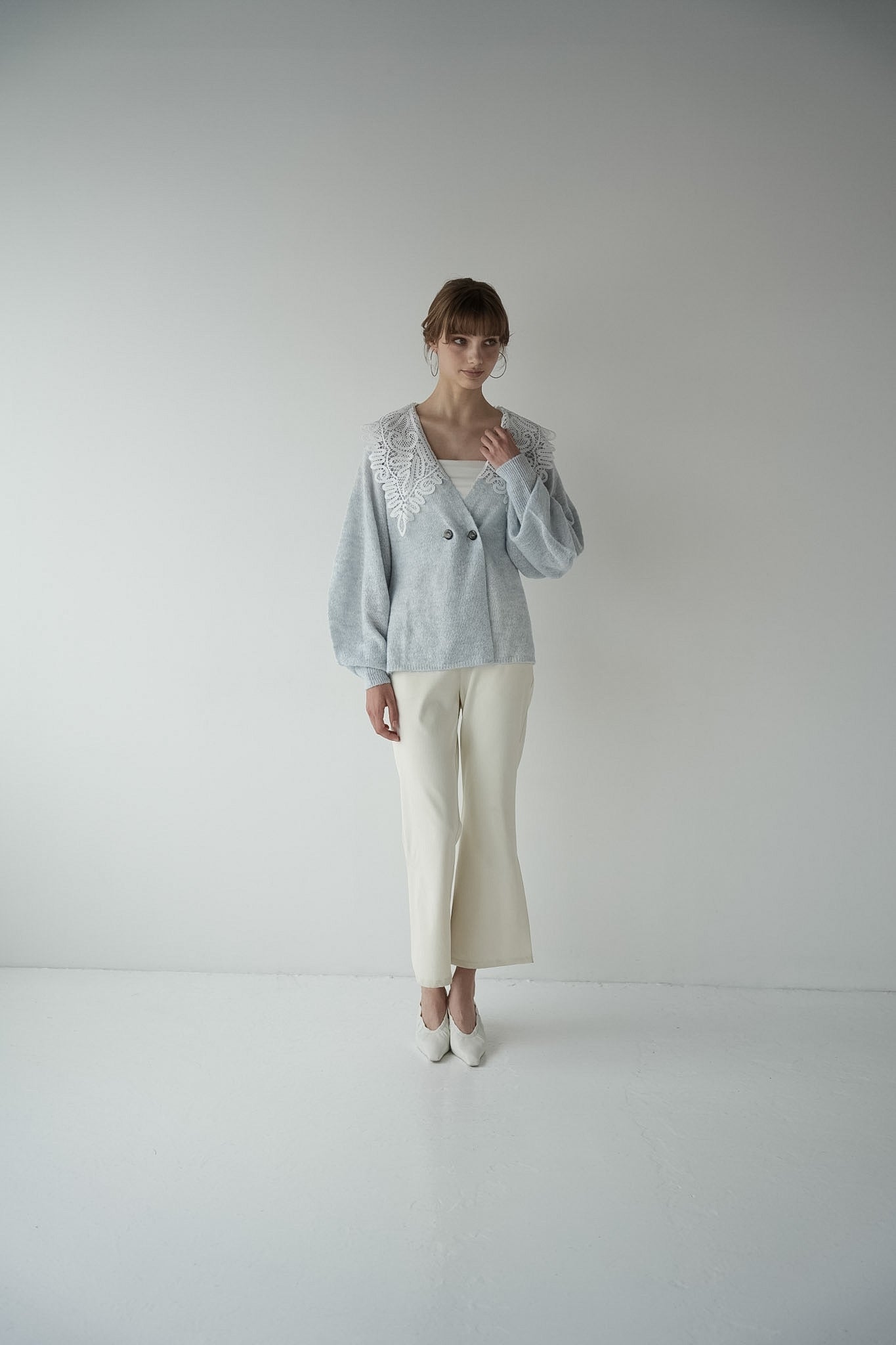 lace collar knit cardigan – Acka online store