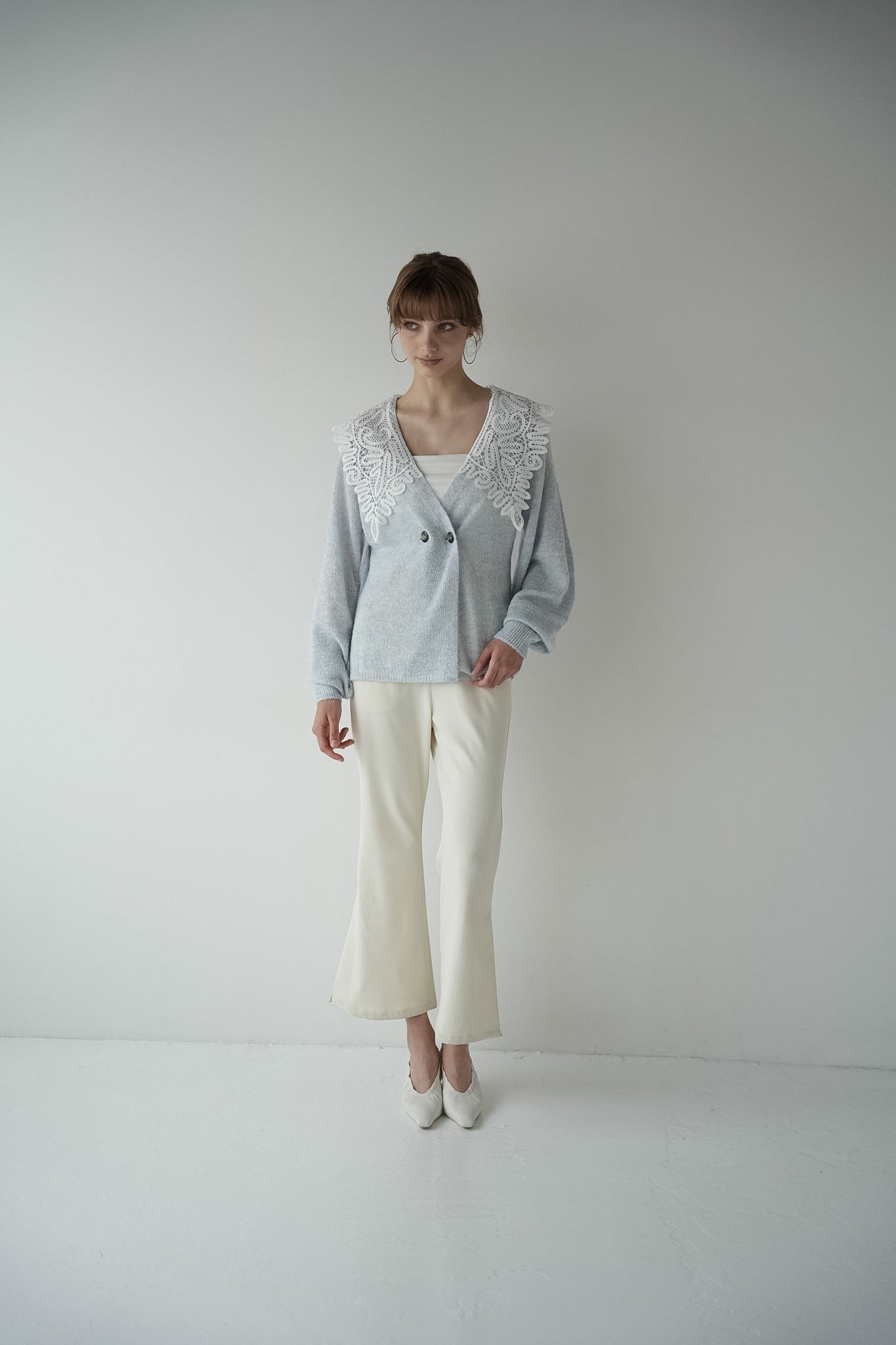 lace collar knit cardigan – Acka online store