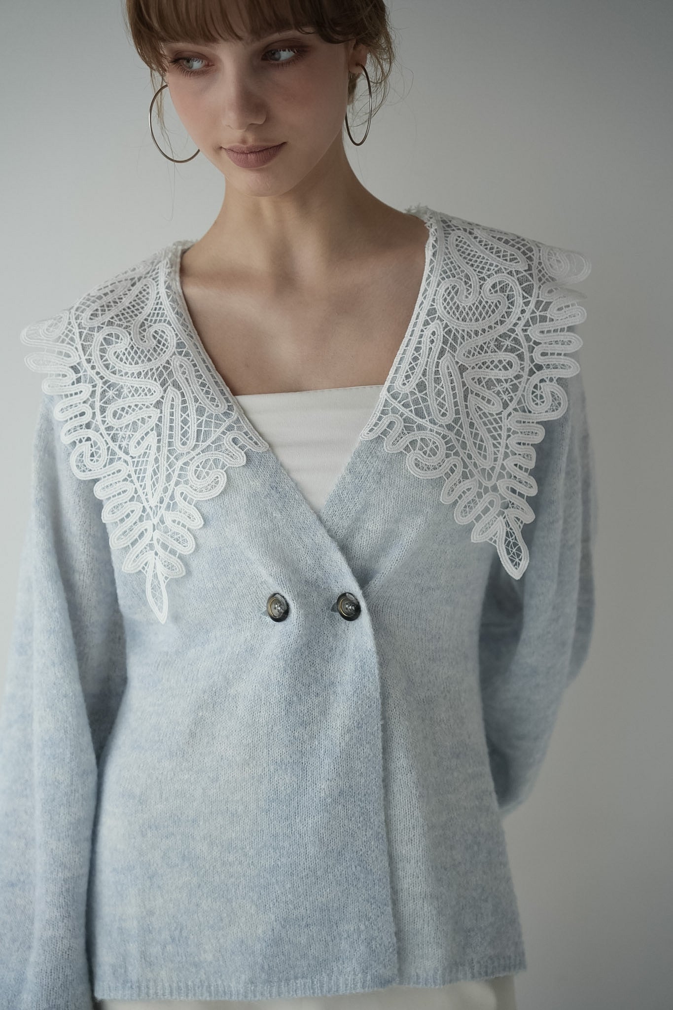 lace collar knit cardigan