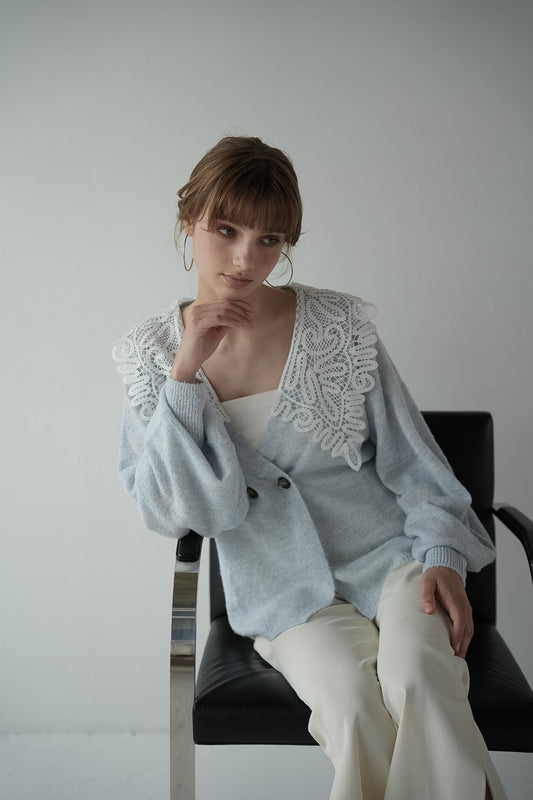 lace collar knit cardigan