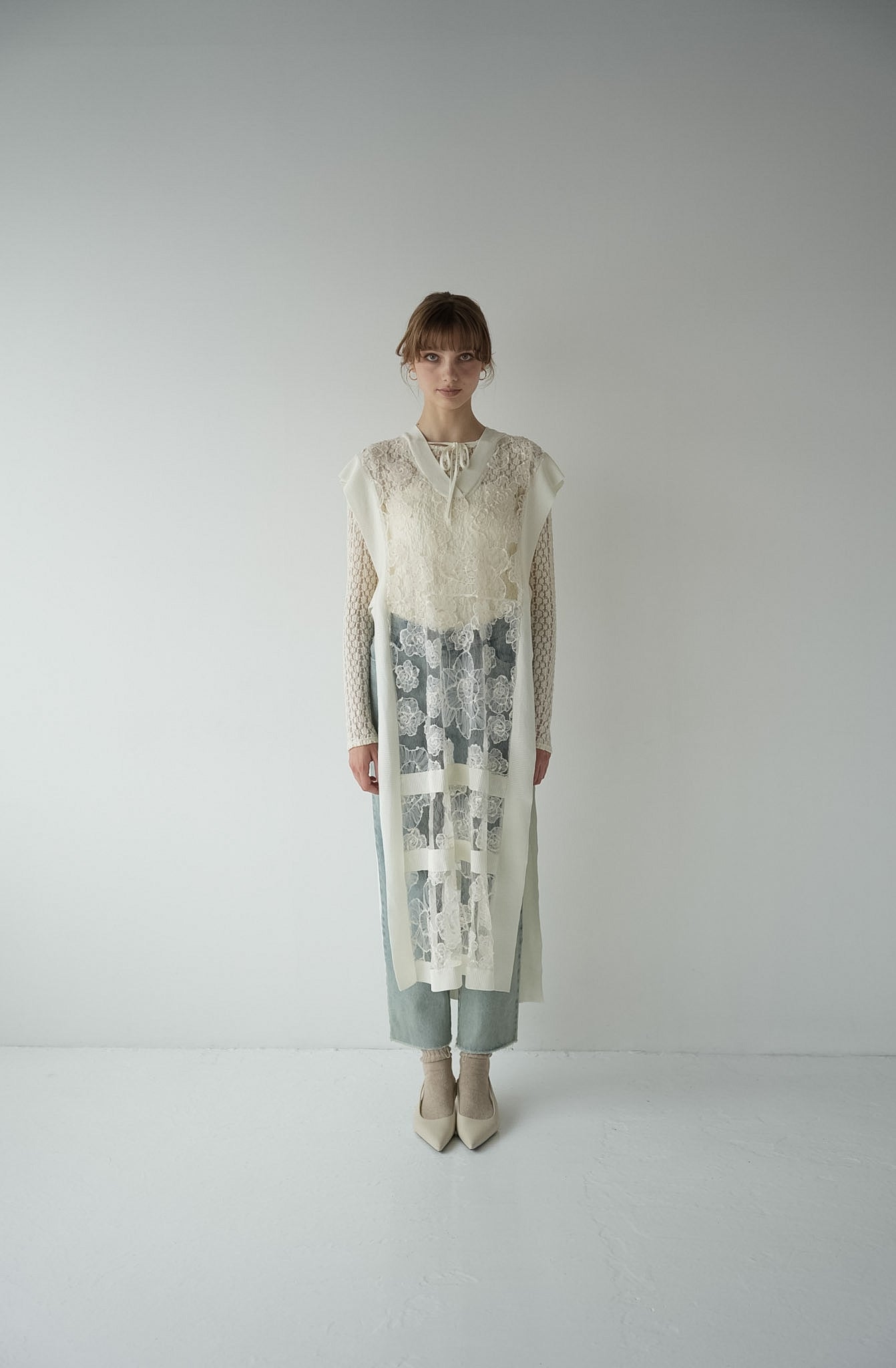 flower lace sheer vest