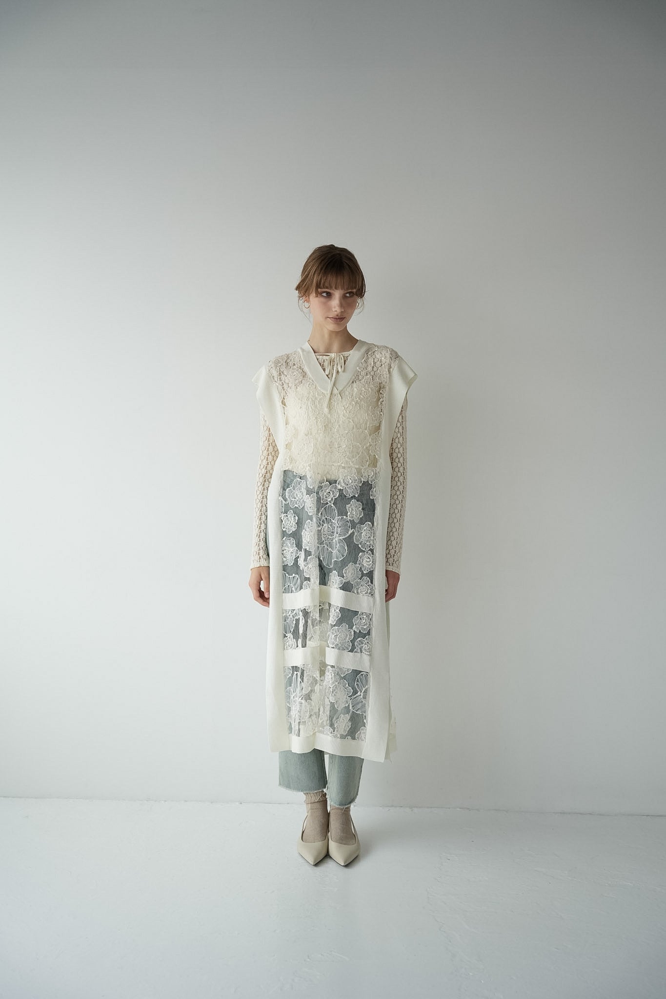 flower lace sheer vest