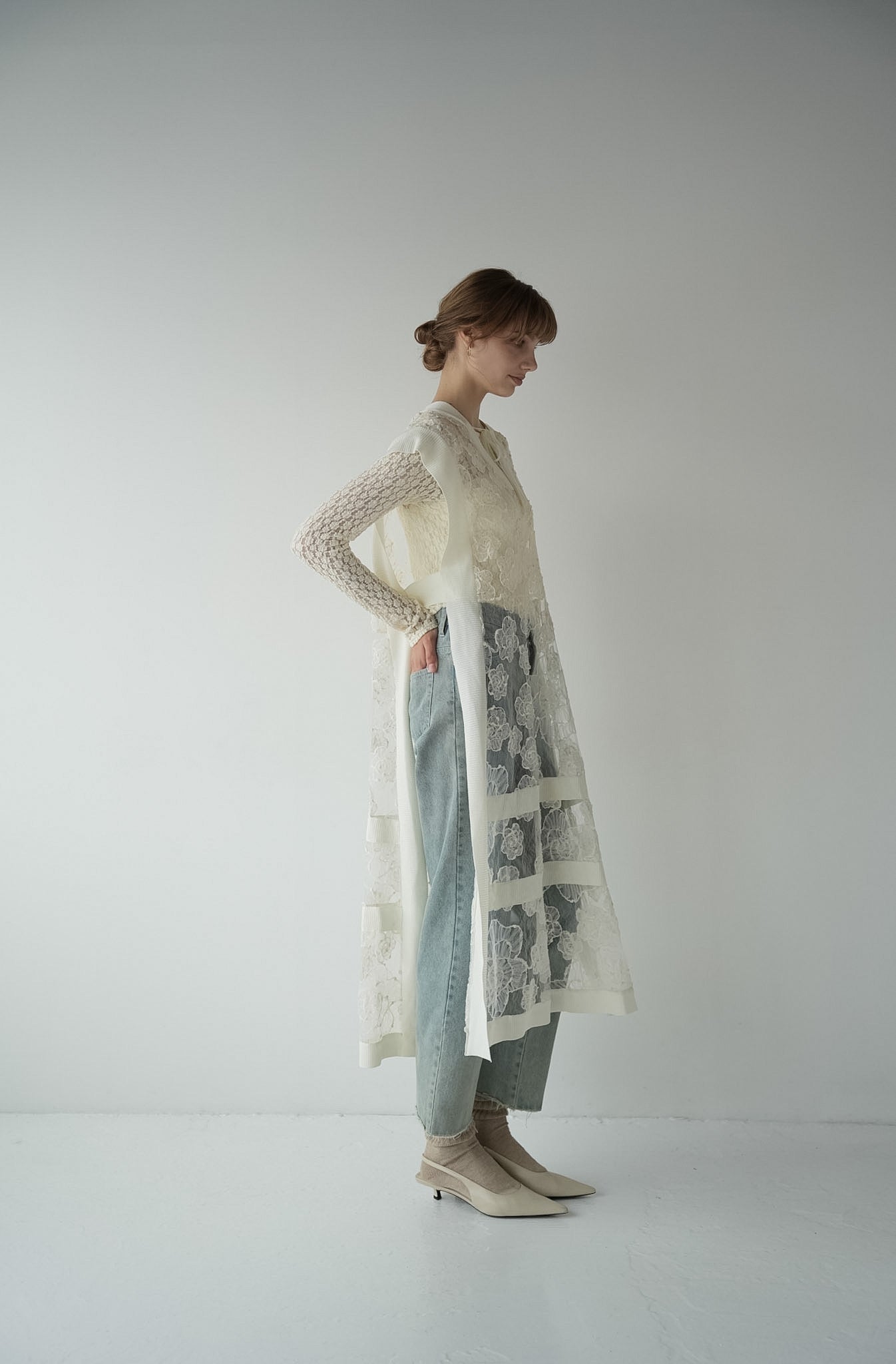 flower lace sheer vest