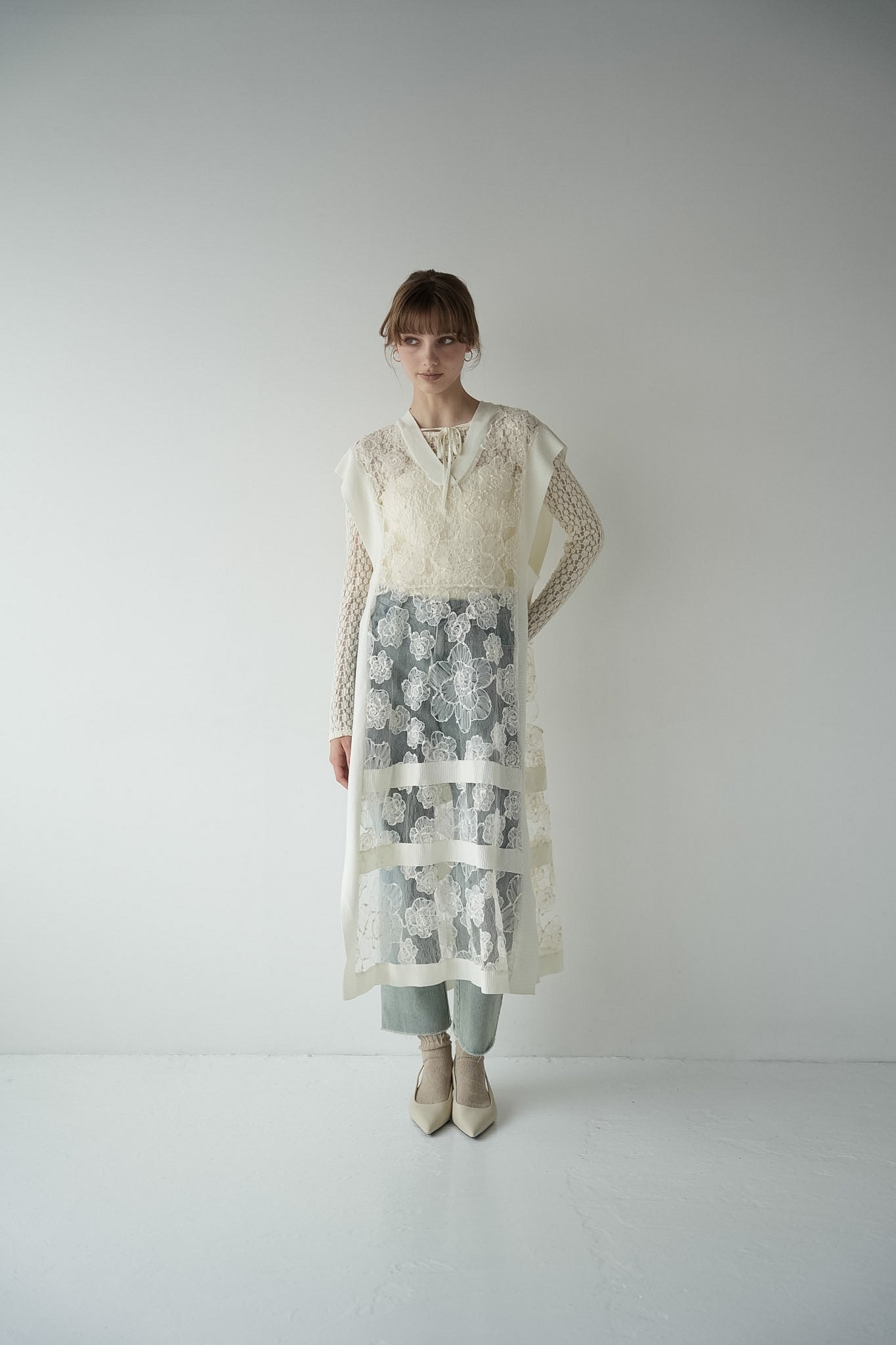 flower lace sheer vest