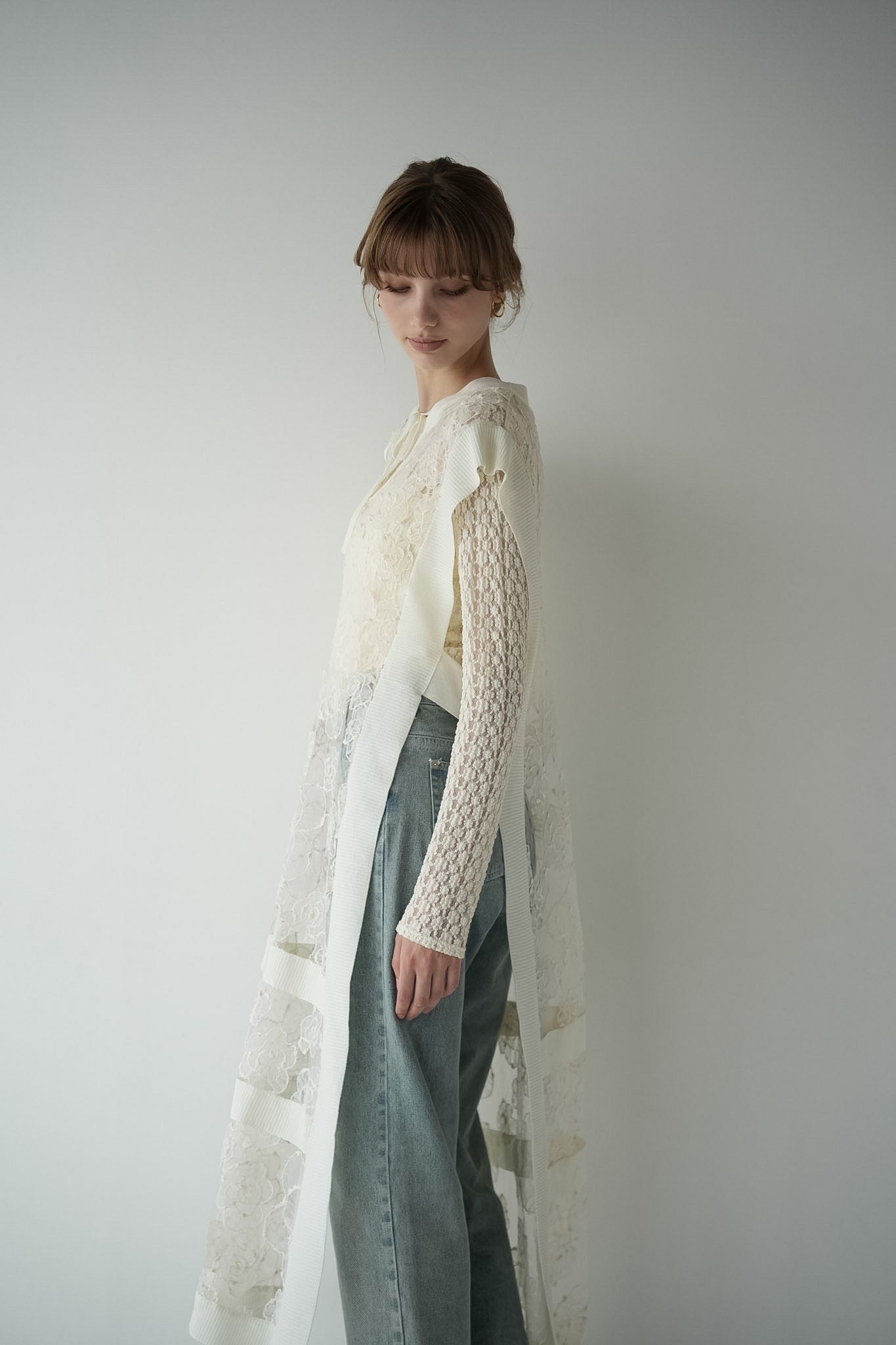 flower lace sheer vest