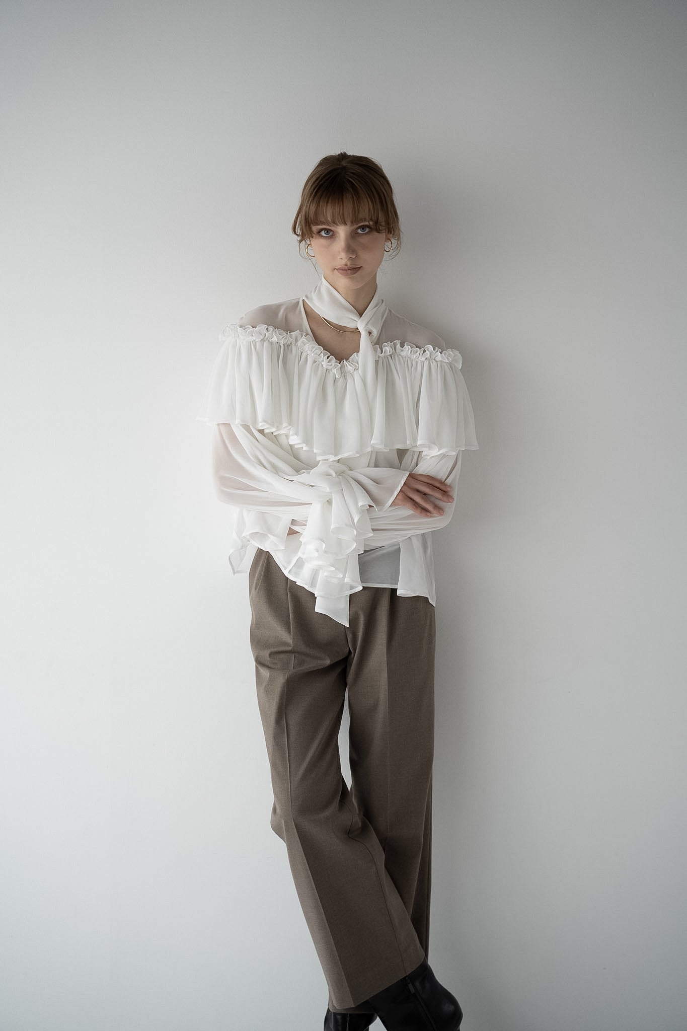 bowtie ruffle blouse