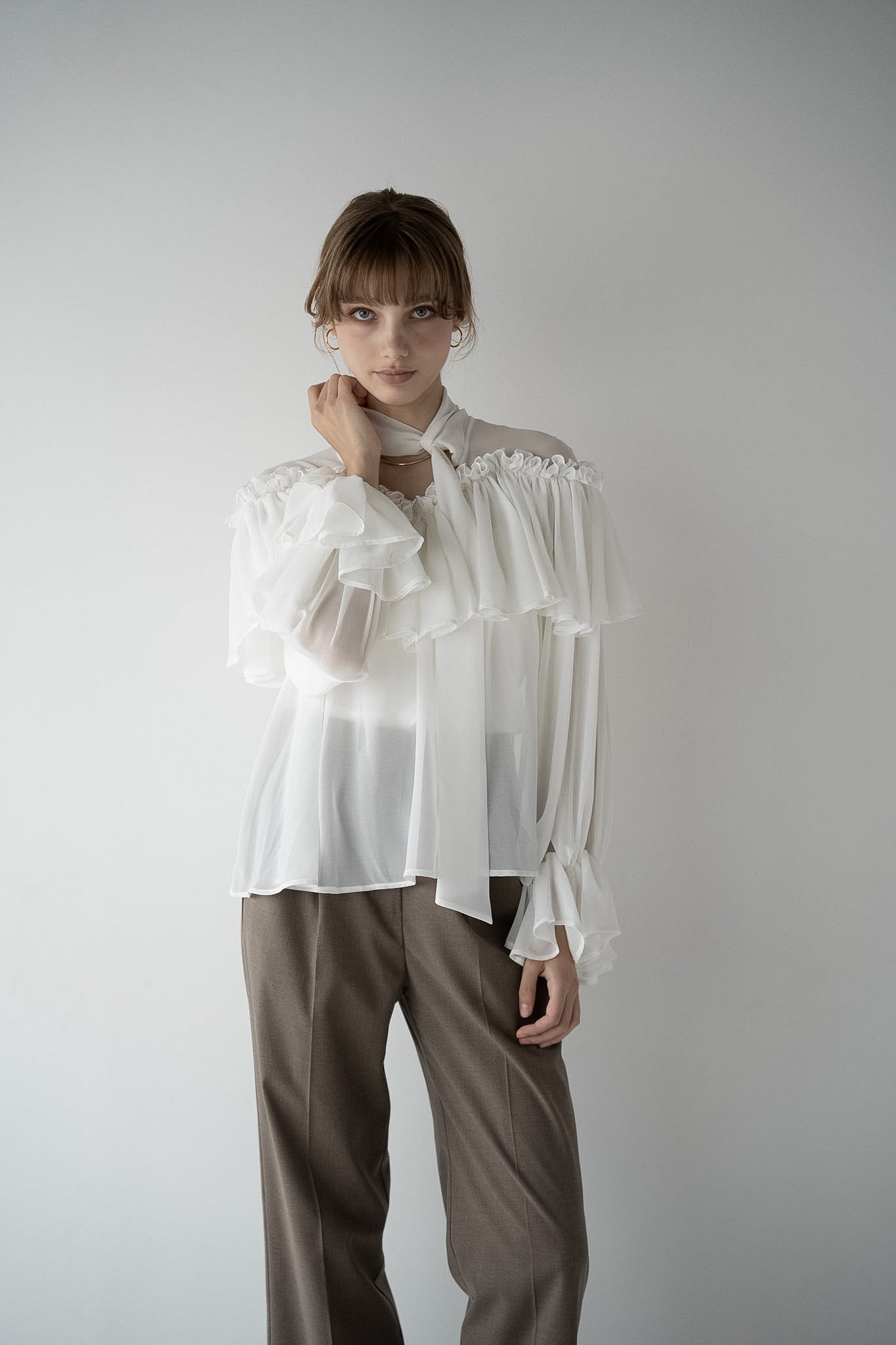 bowtie ruffle blouse