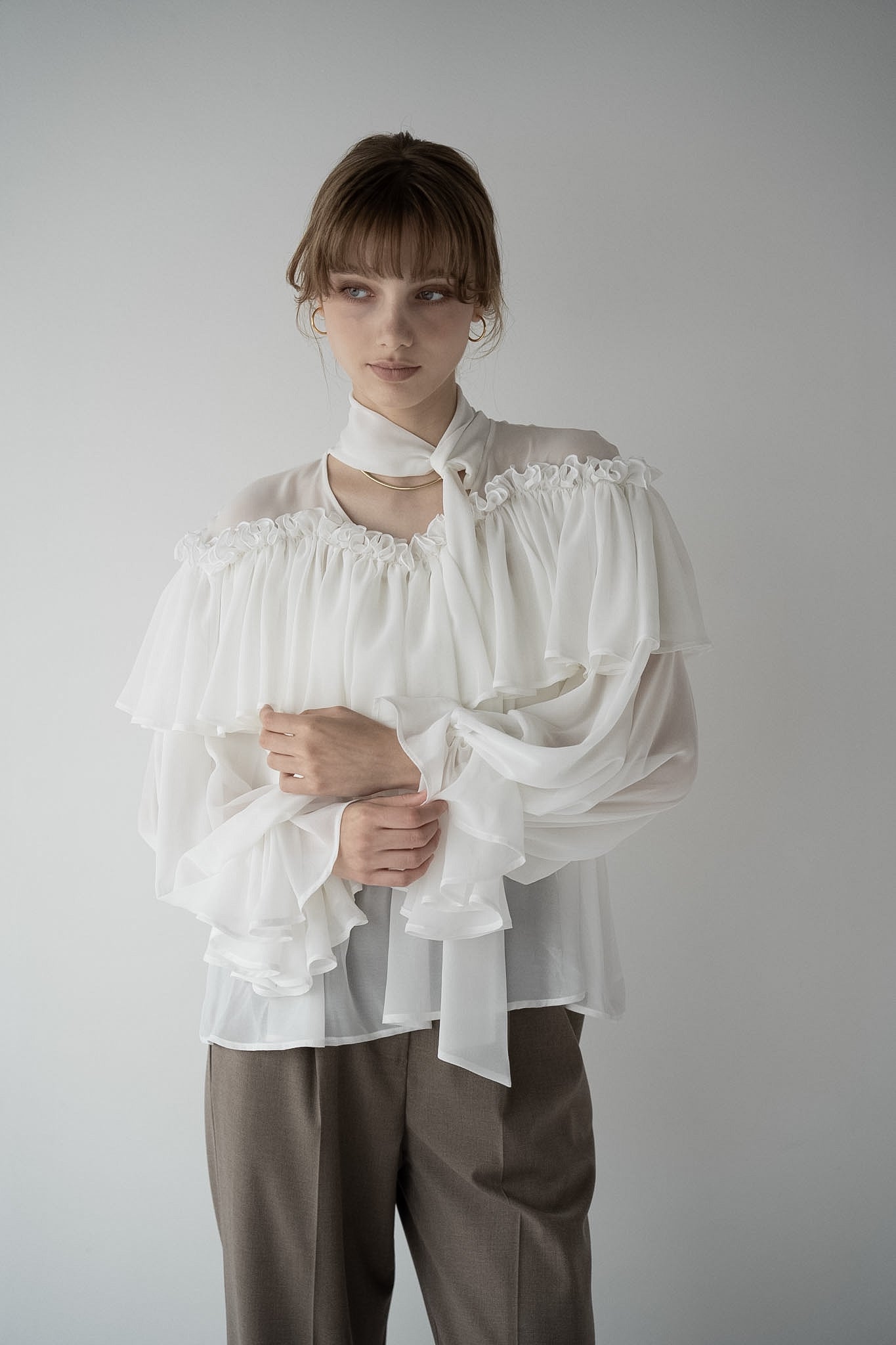 bowtie ruffle blouse