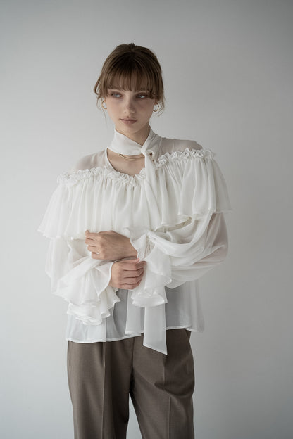 bowtie ruffle blouse