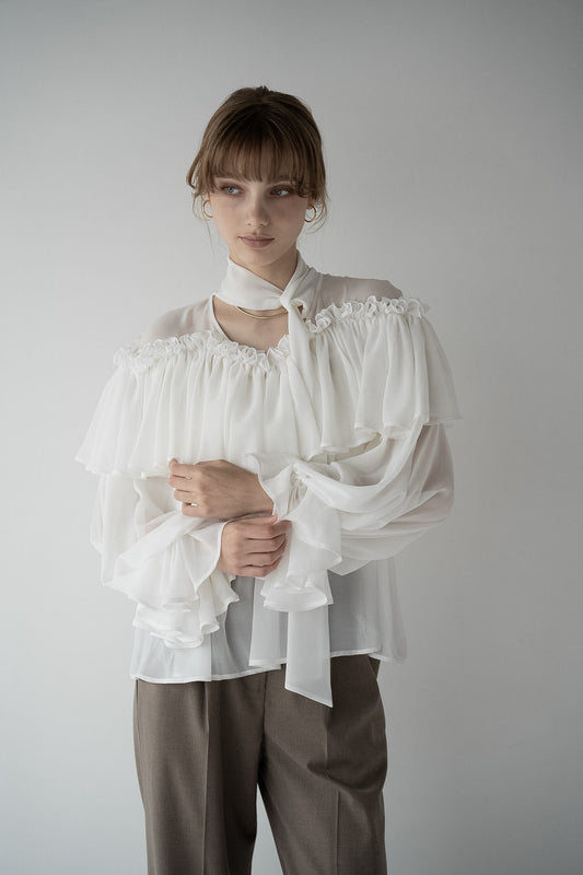 bowtie ruffle blouse