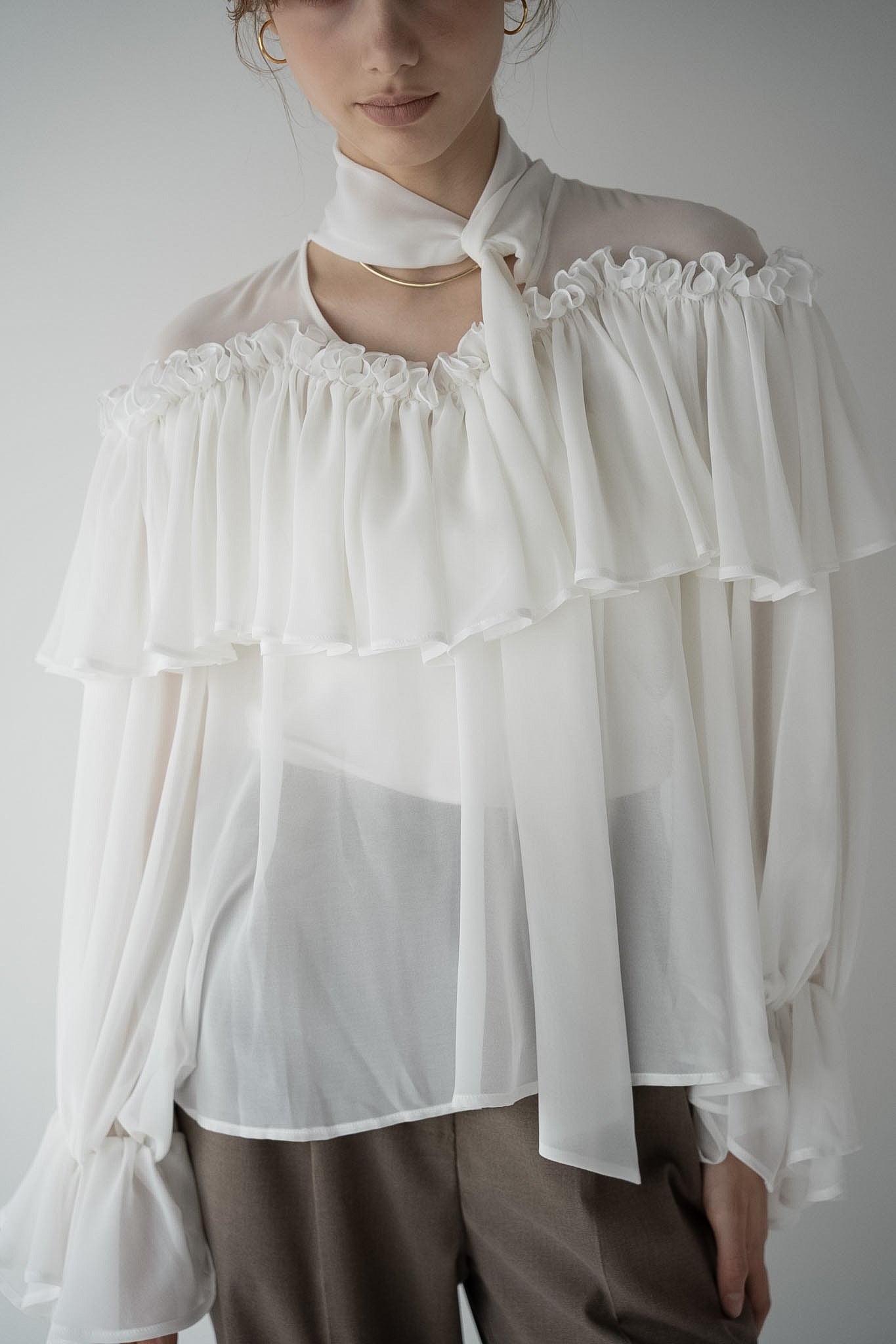 bowtie ruffle blouse