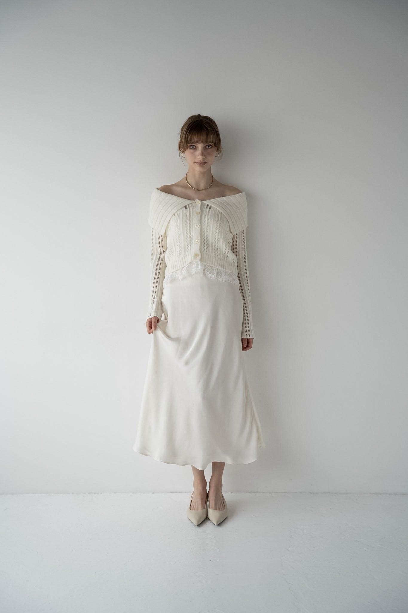 lace hem cable knit