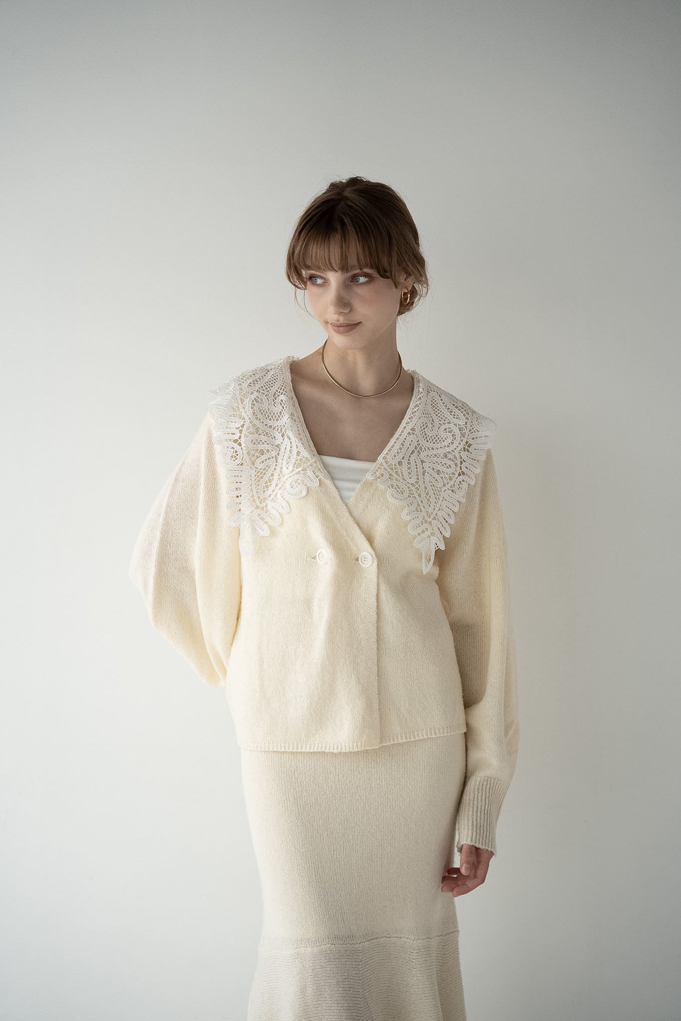 lace collar knit cardigan – Acka online store