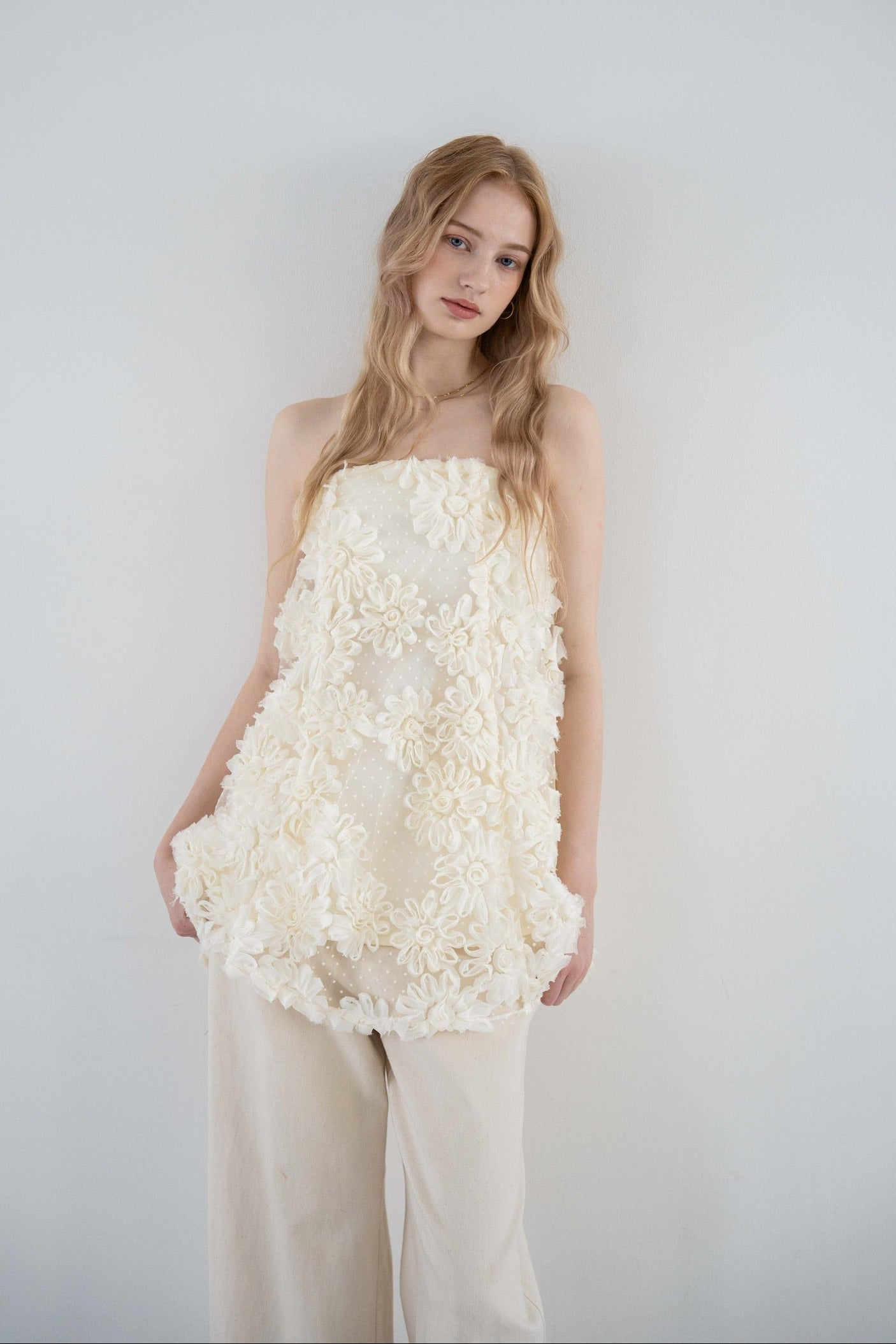flower lace cami tops