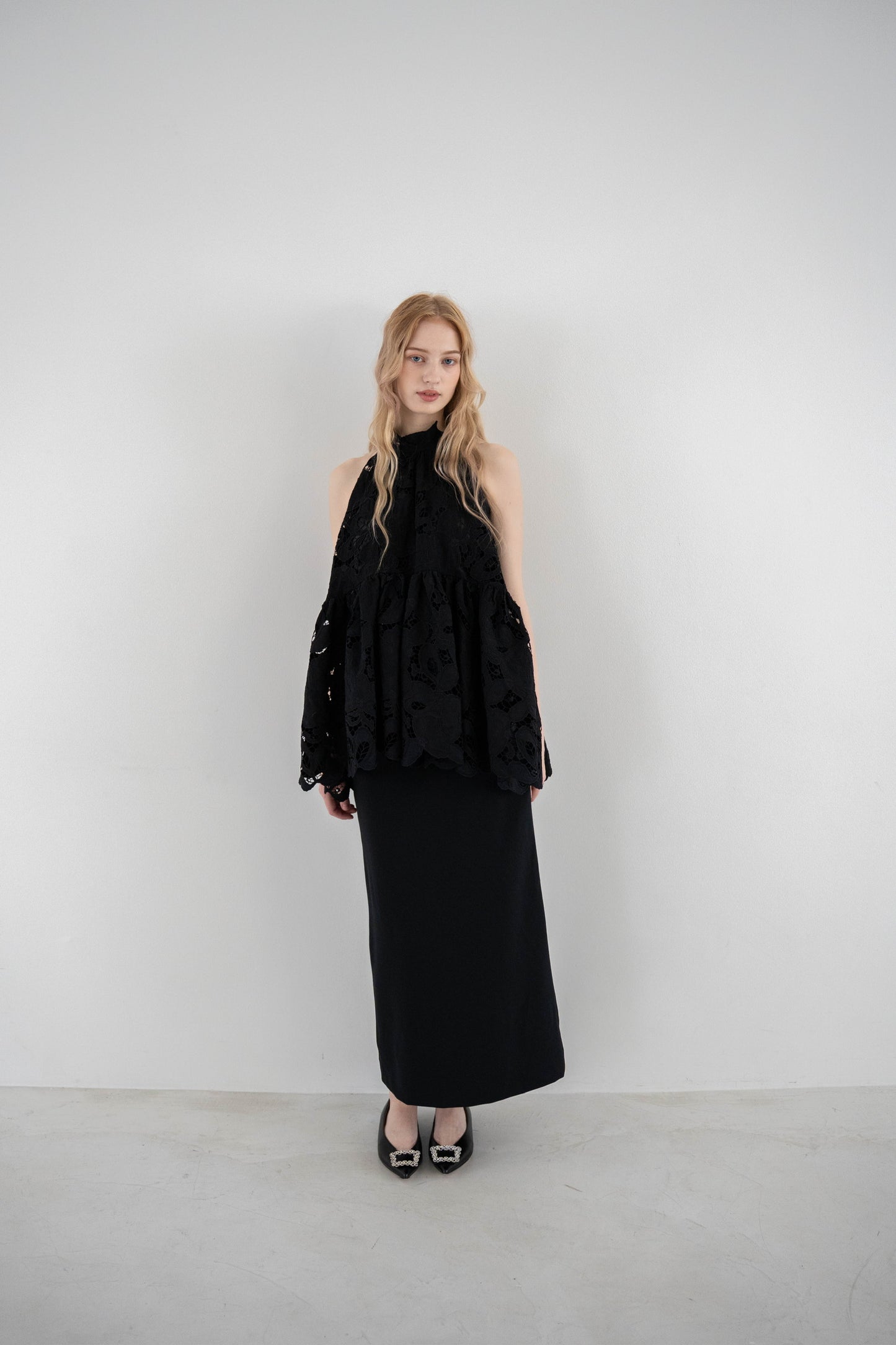 flower lace gather tops