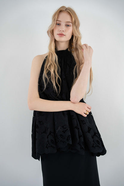 flower lace gather tops