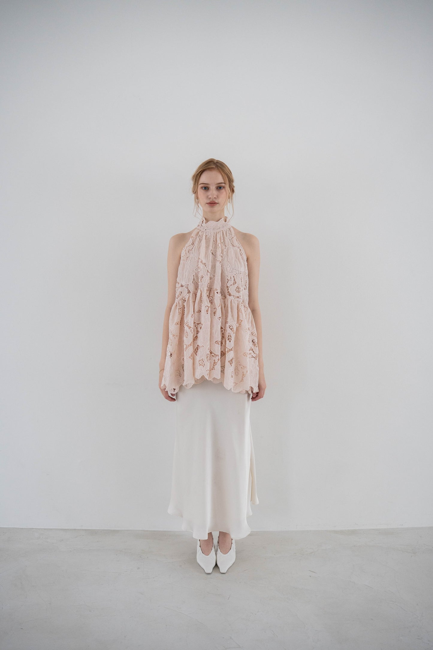 flower lace gather tops