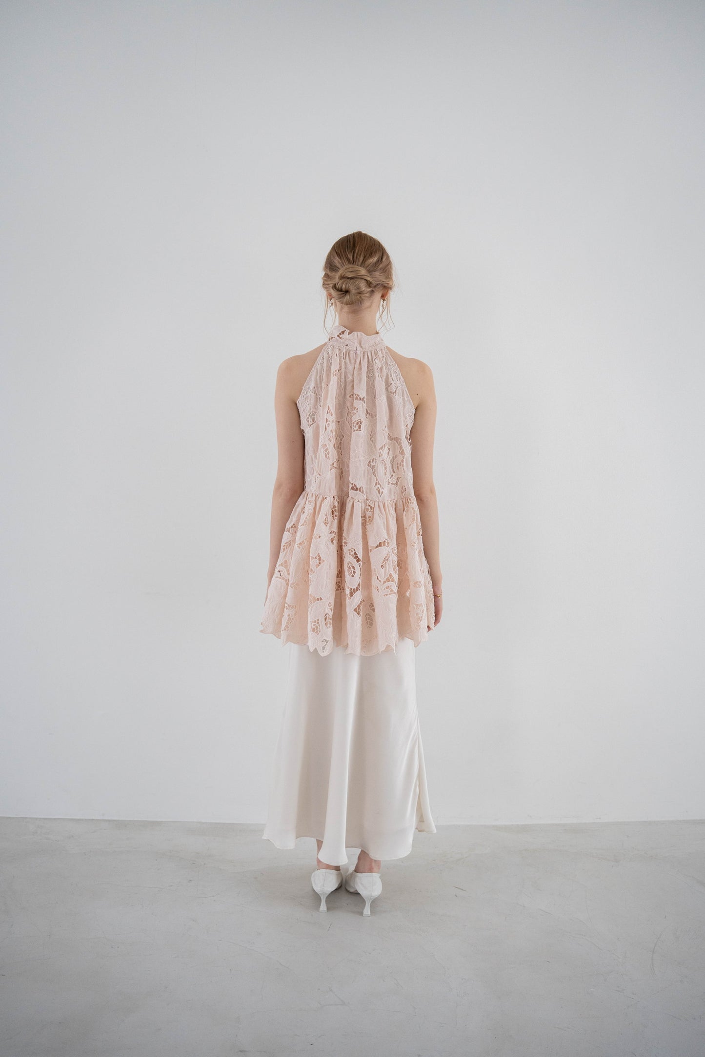 flower lace gather tops