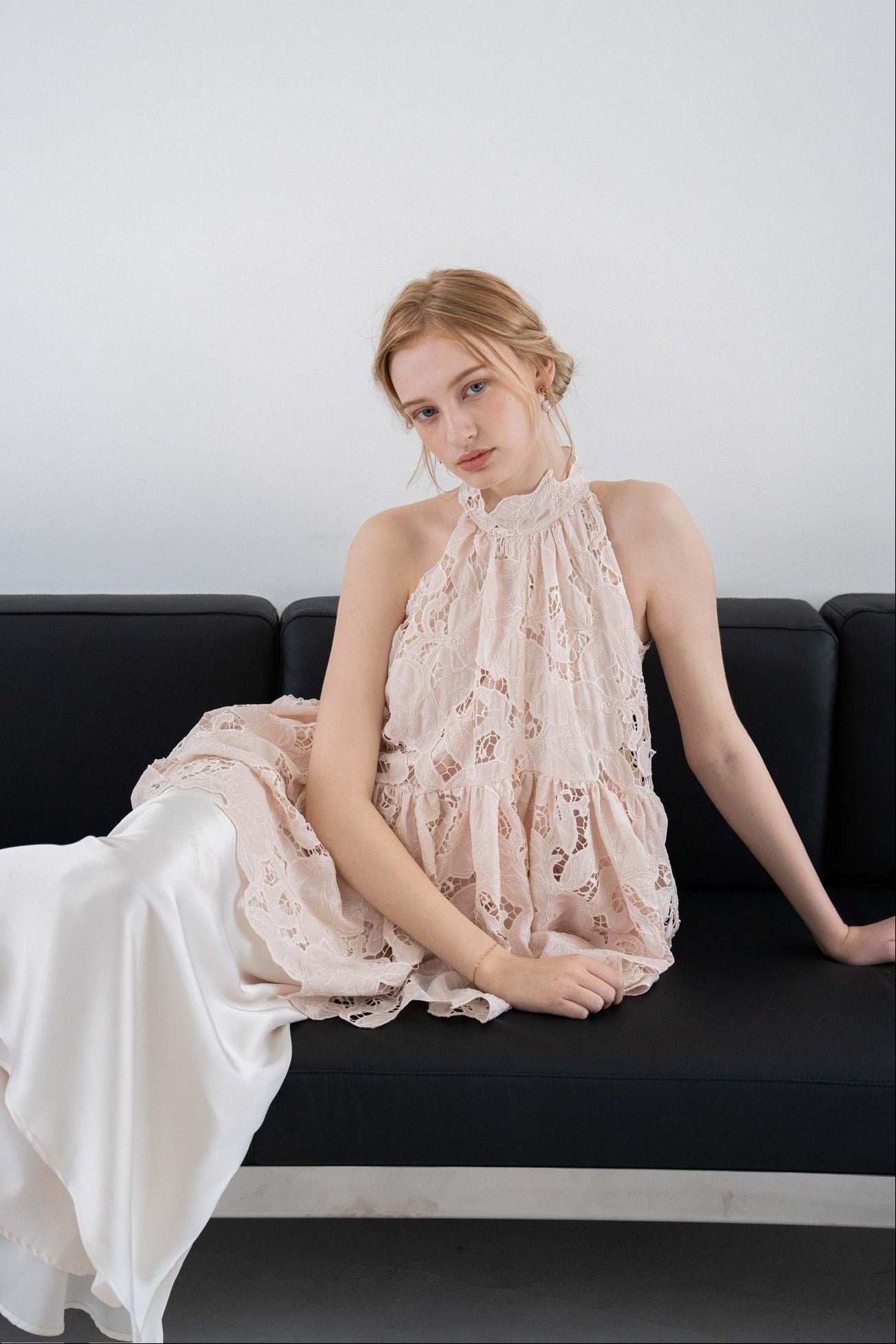 flower lace gather tops