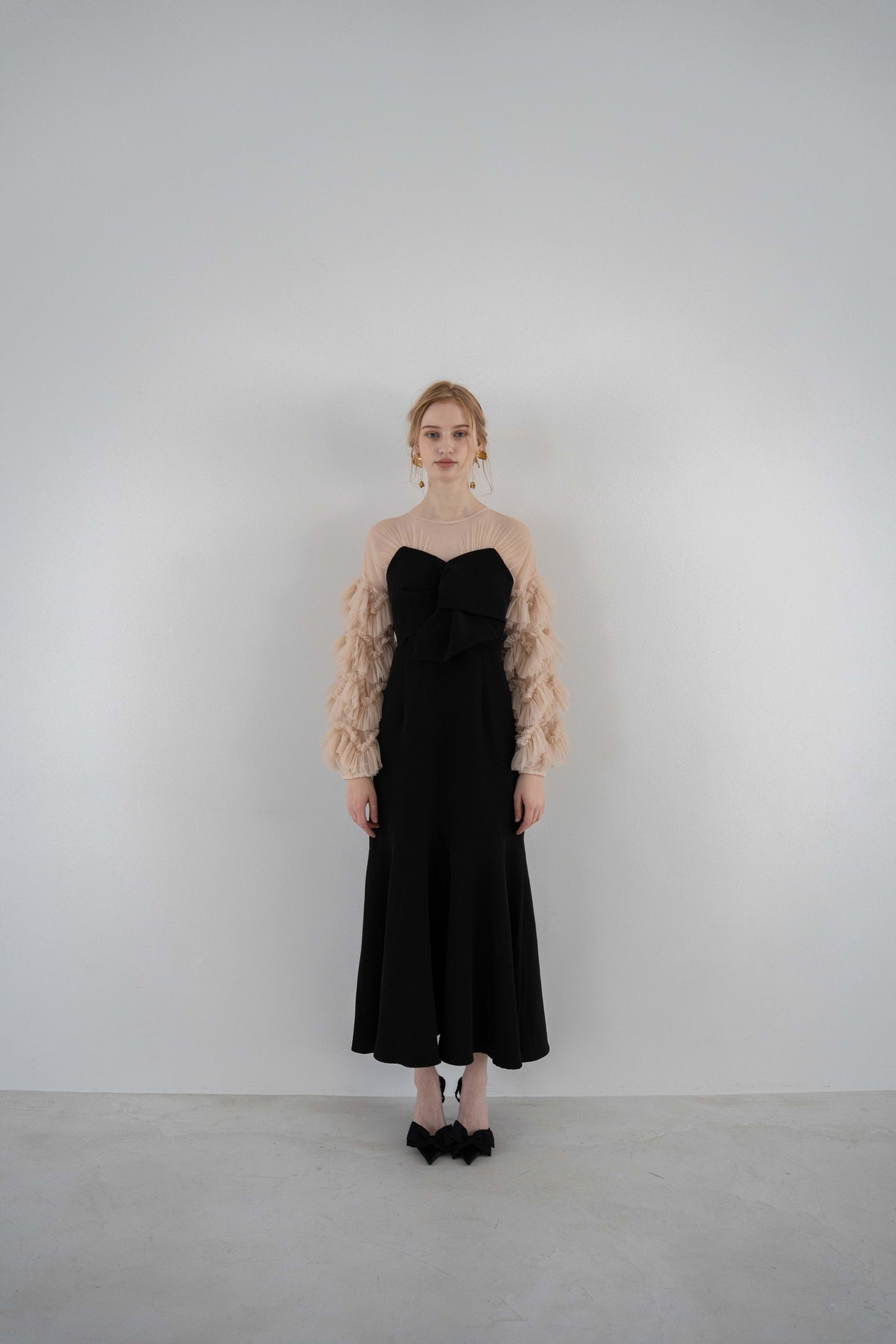 sheer tulle sleeve dress