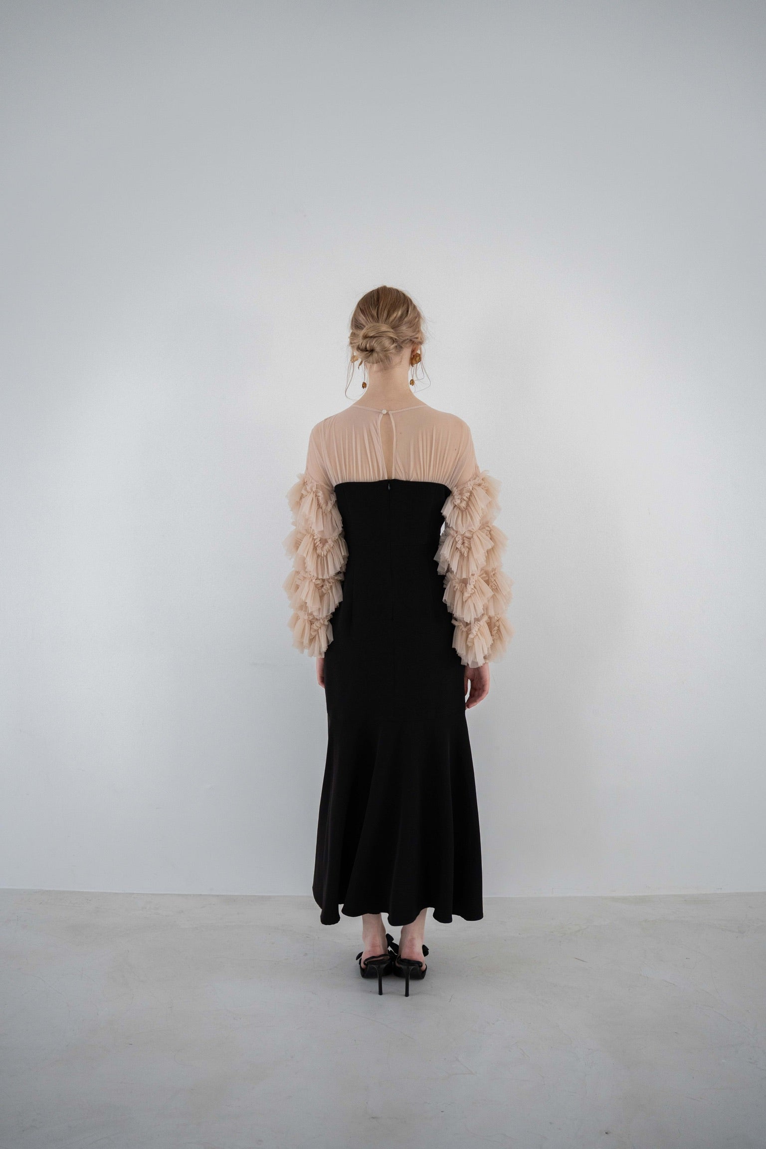 sheer tulle sleeve dress – Acka online store