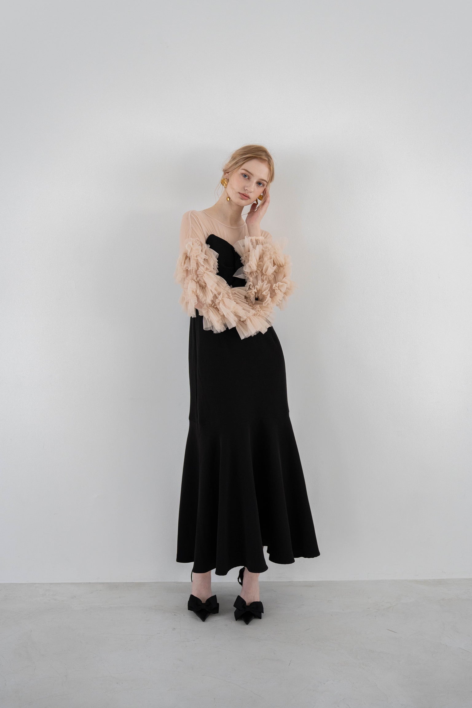 sheer tulle sleeve dress – Acka online store