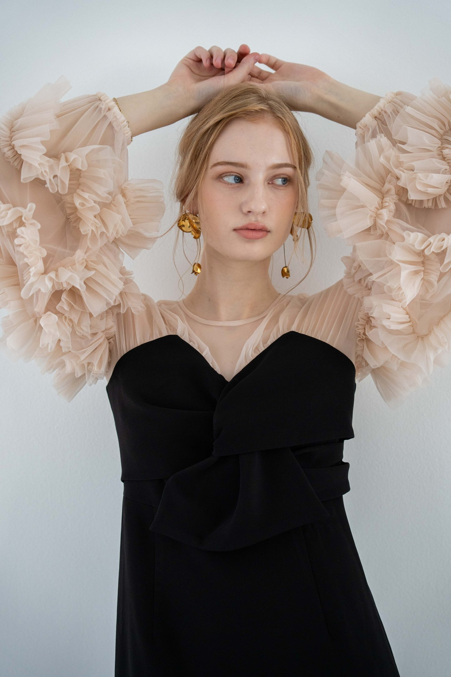 sheer tulle sleeve dress