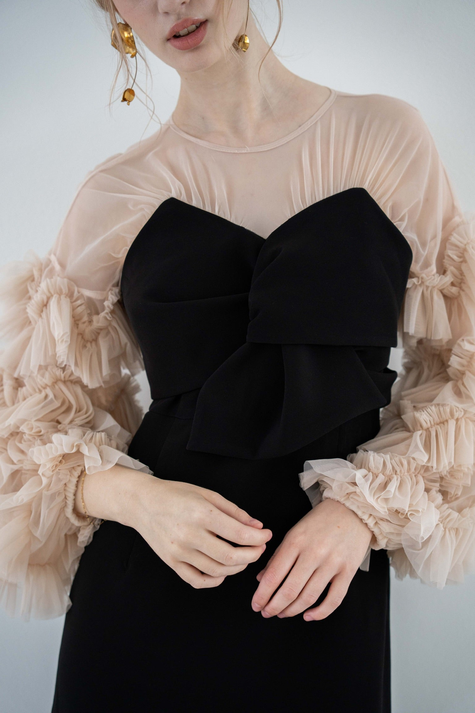 sheer tulle sleeve dress – Acka online store