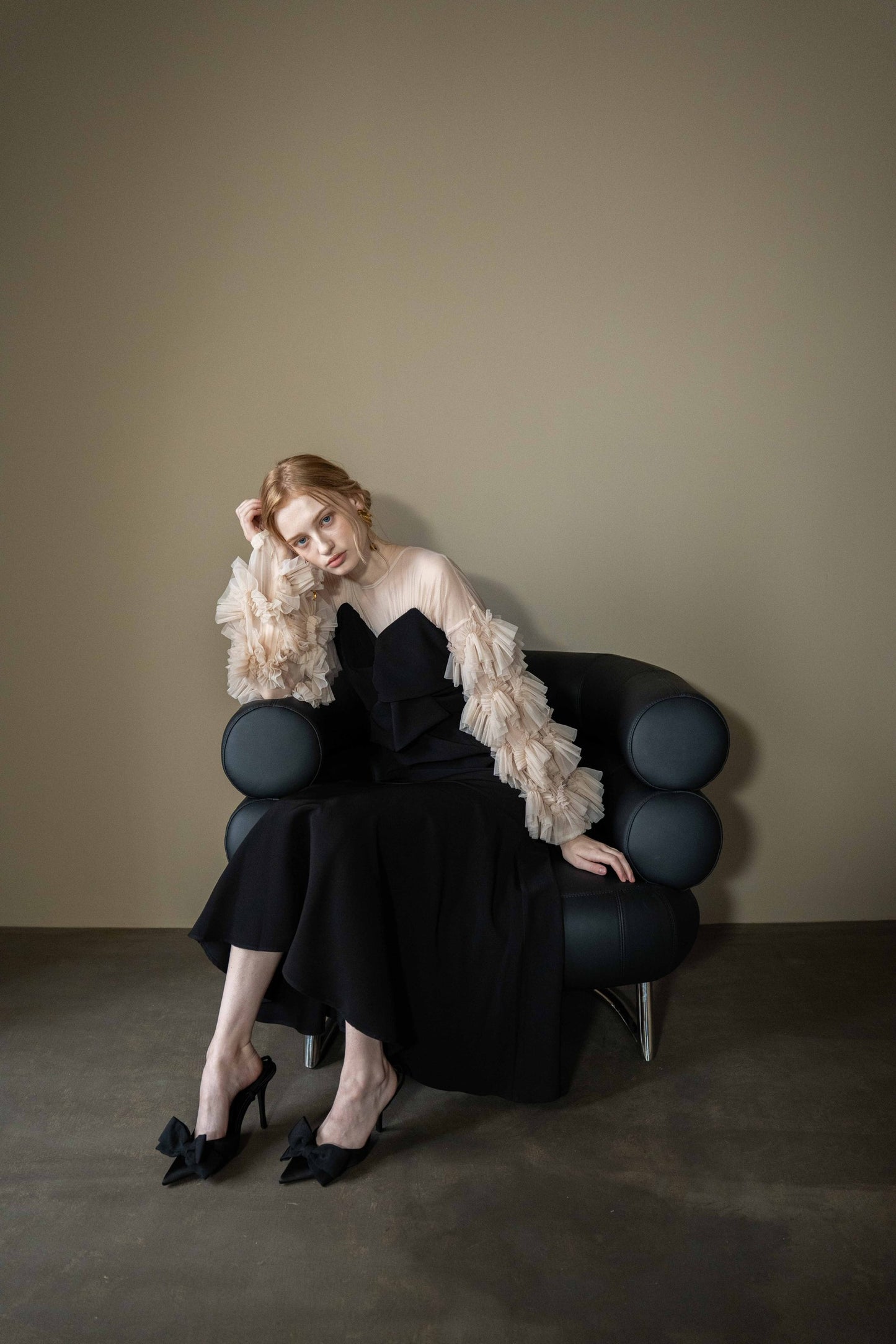 sheer tulle sleeve dress