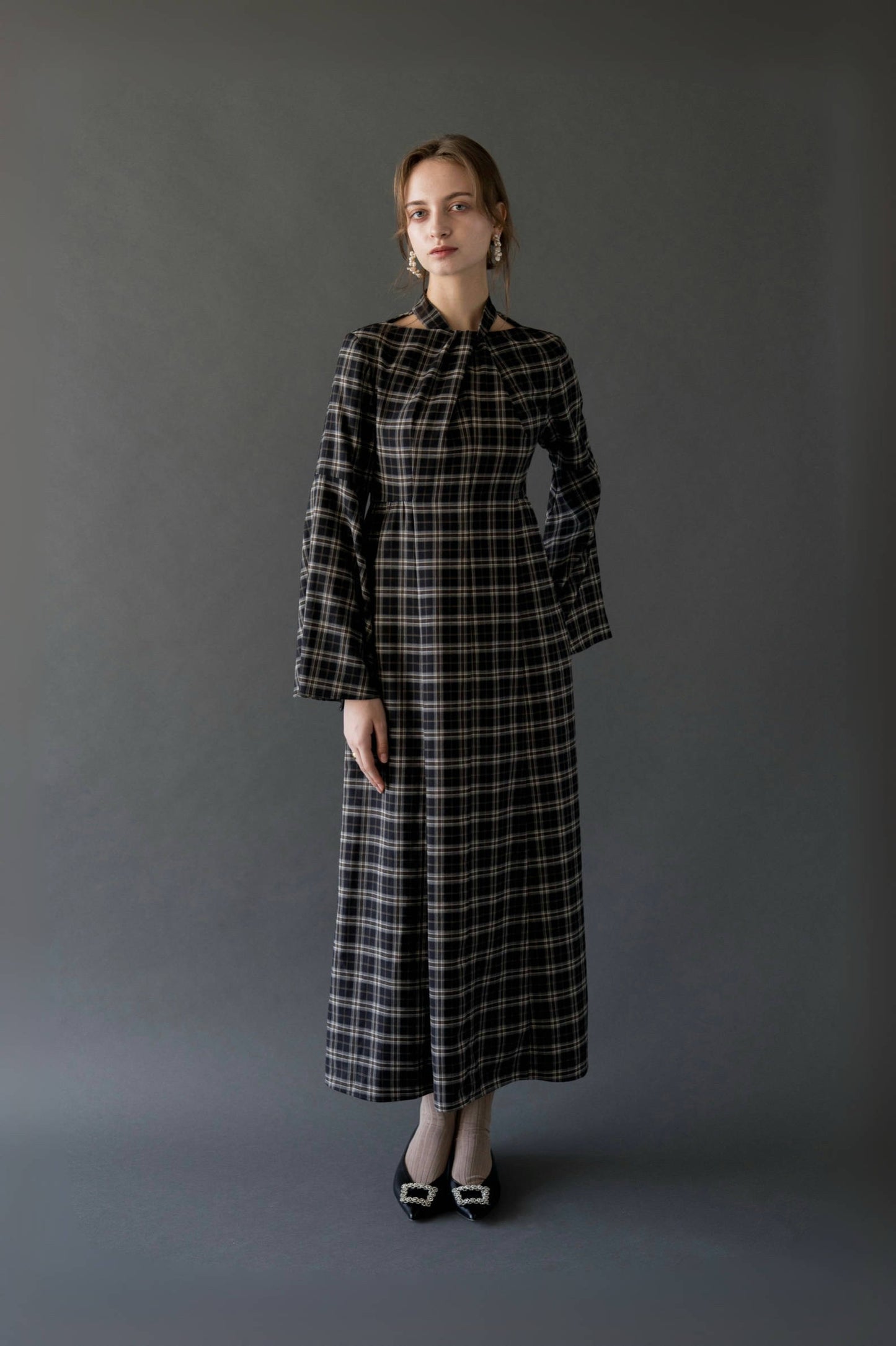 cross tuck check one-piece